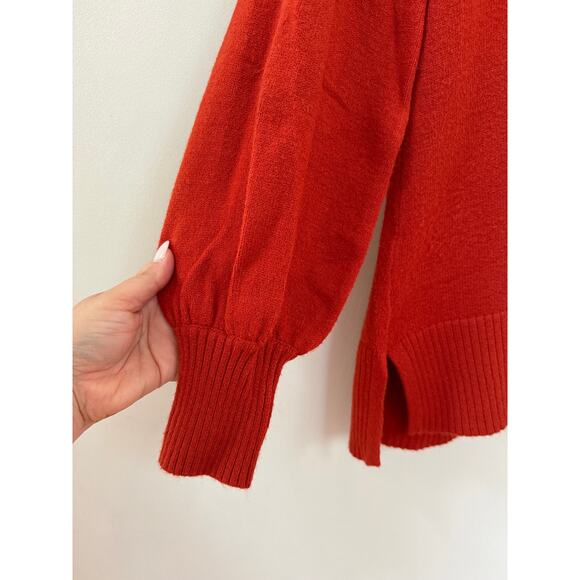 Anthropologie Paloma Balloon Sleeve Orange Sweater Small Boho Casual Cowl Neck - Picture 2 of 6